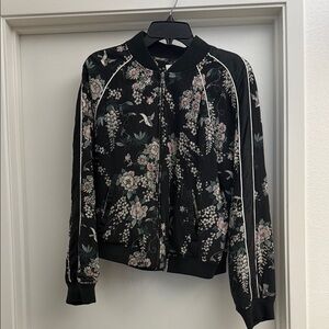 Joie Black Floral Bomber Jacket